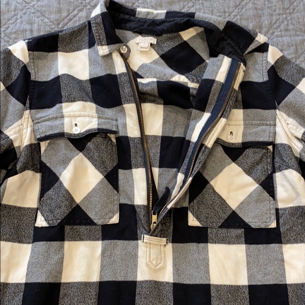 J Crew Buffalo Plaid 1/2 Zip Flannel Shirt EUC - Picture 15 of 16